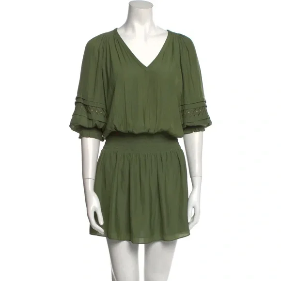 slim fit dress slacks Ramy Brook Davinia Knit Combo Pleated Maxi Dress in Bright Palm